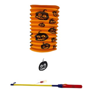 Lampion válec s LED světlem oranžový