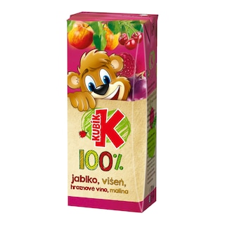 Kubík 100% jablko, višeň, hrozno, malina