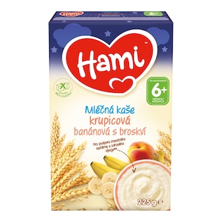 Hami Mléčná kaše krupicová banán, broskev