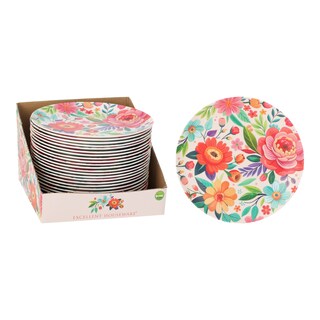 Talíř plochého tvaru 20 cm květinový vzor