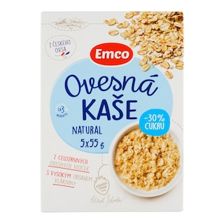 Emco ovesná kaše natural o 30 % méně cukru