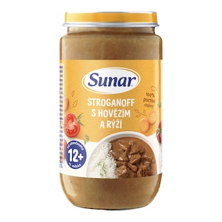 Sunar Příkrm stroganoff s hovězím a rýží 12m+