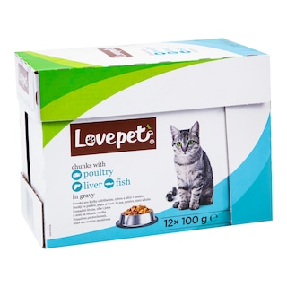 Lovepet Kapsa pro kočky drůbež, ryba, játra