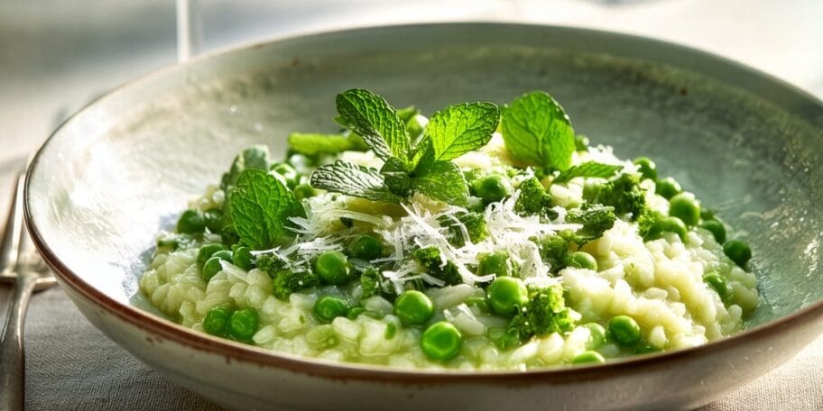 KRÉMOVÉ RIZOTO s hráškem a mátou 
