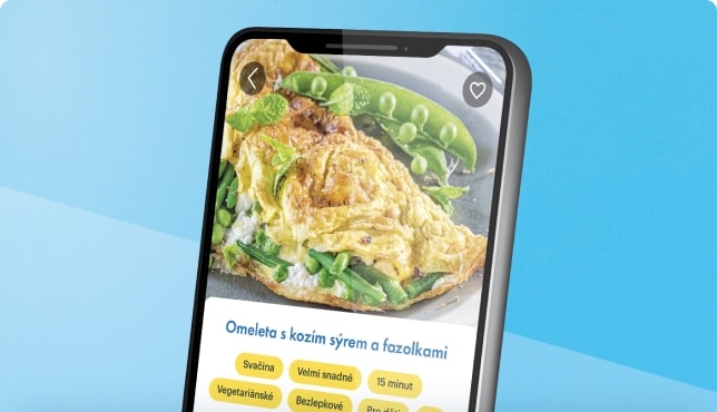 obrazovka telefonu s recepty v aplikaci