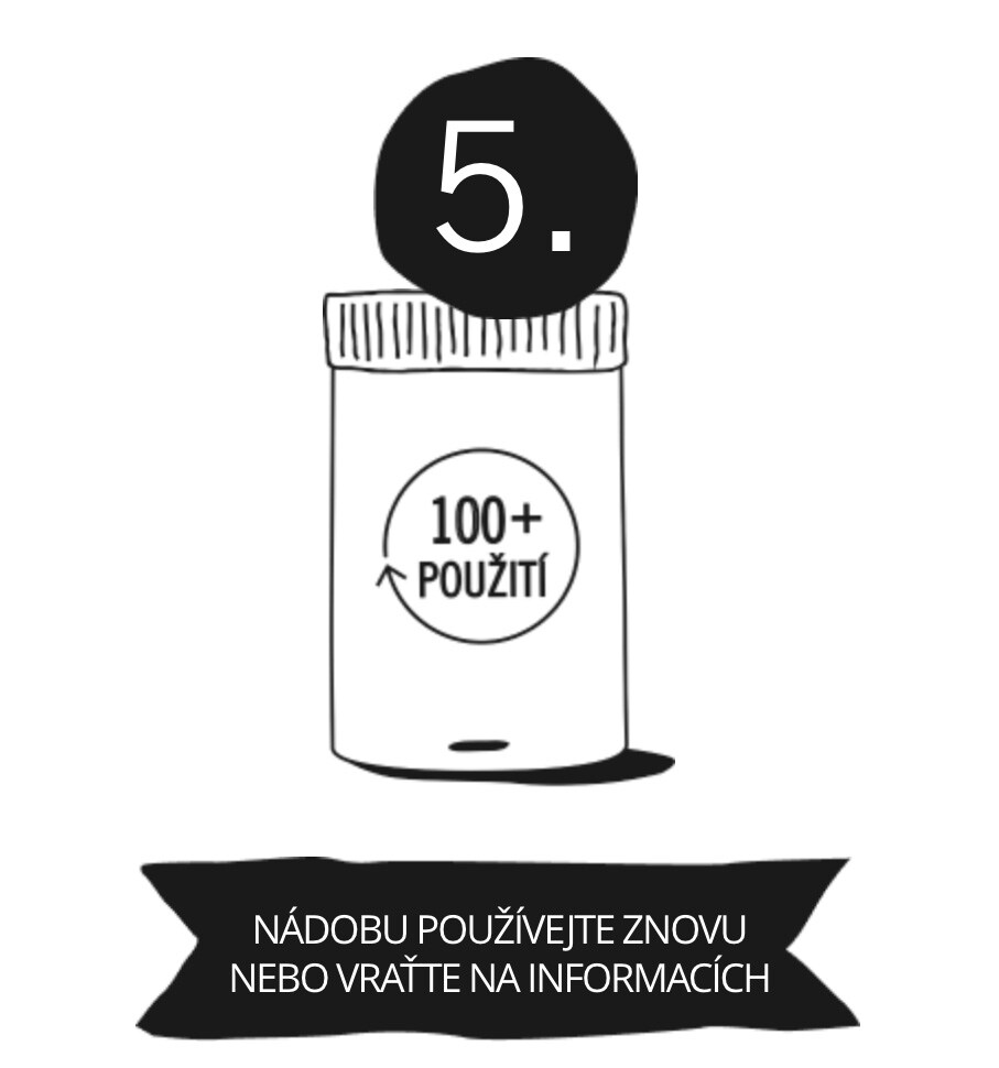 nádobu používejte znovu nebo vraťte na informacích