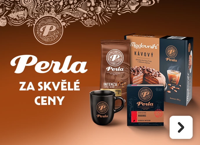 Nabídka čajů a kávy značky Perla