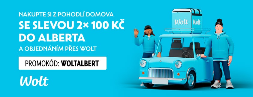 Nakupte přes Wolt se slevou 2× 100 Kč s kódem WOLTALBERT