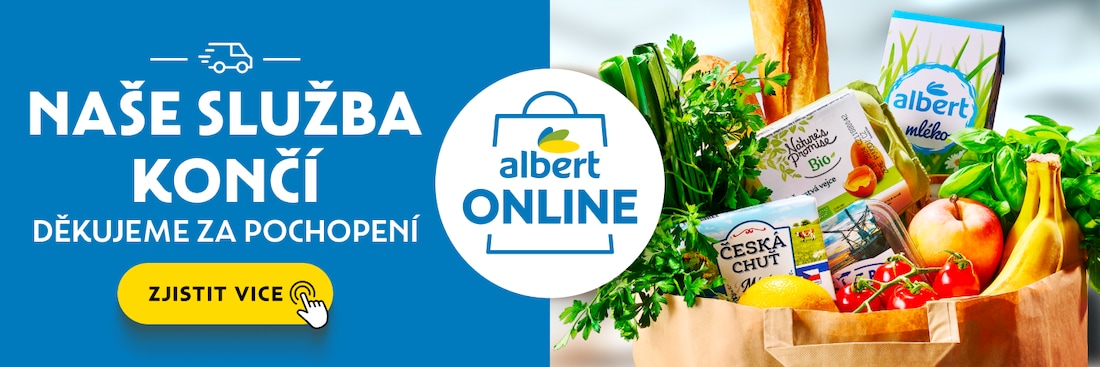 Albert Online - Naše služba končí, banner s proklikem na zjistit více informací