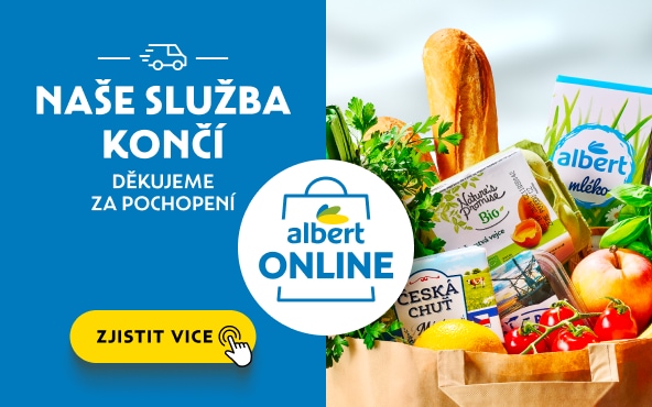 Albert Online - Naše služba končí, banner s proklikem na zjistit více informací