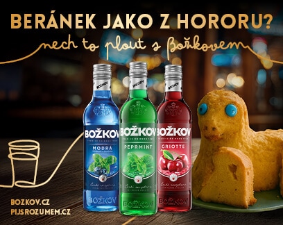 Láhve Božkov a velikonoční beránek