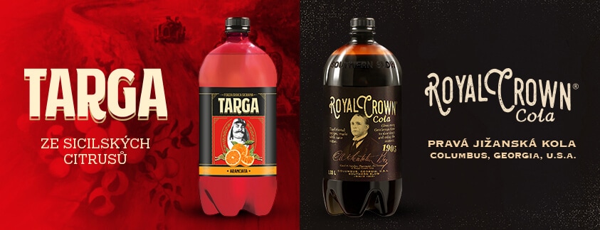 Láhve Targa a Royal Crown Cola