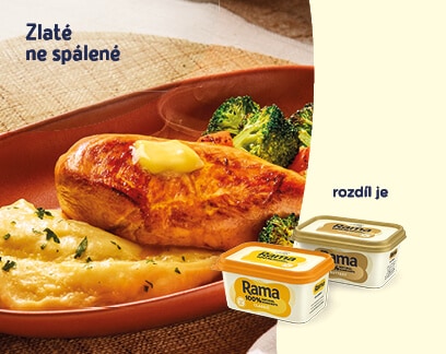 Kuře s kaší na talíři a Rama