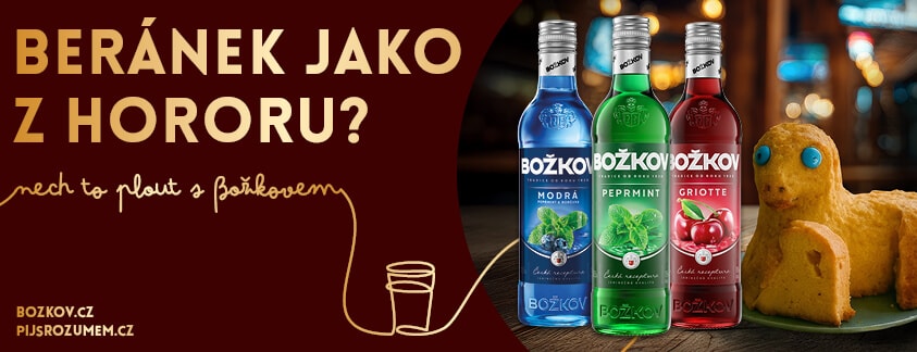 Láhve Božkov a velikonoční beránek