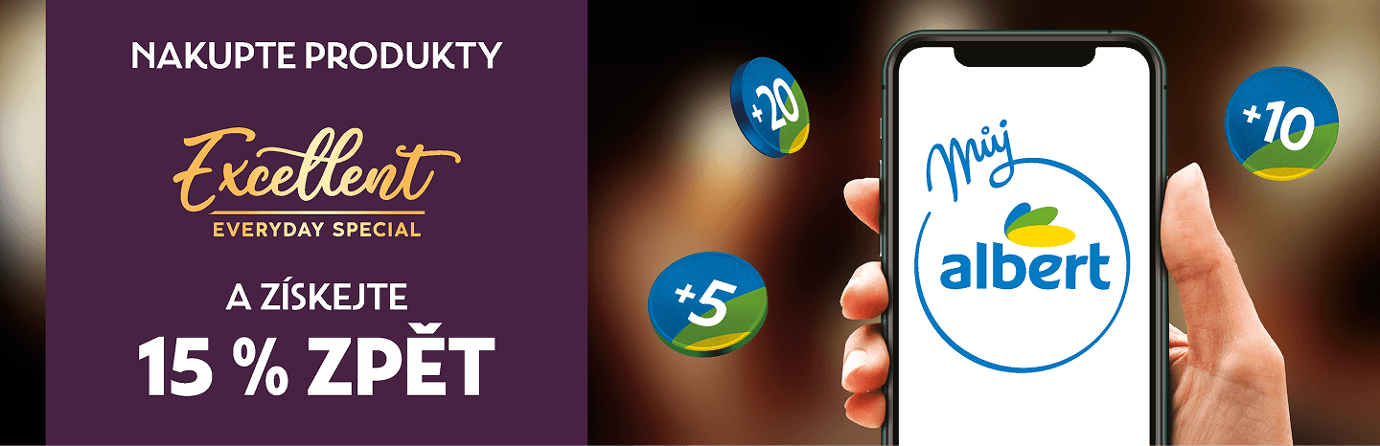 Ruka držící mobil s aplikací Můj Albert