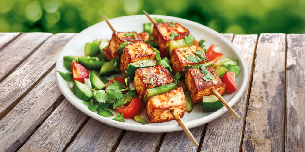 Grilované tofu špízy se zeleninou