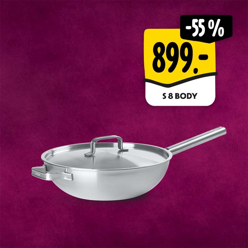 FABINI Wok pánev nerezová s poklicí Lucca 4.0 Standard, Ø 30 cm