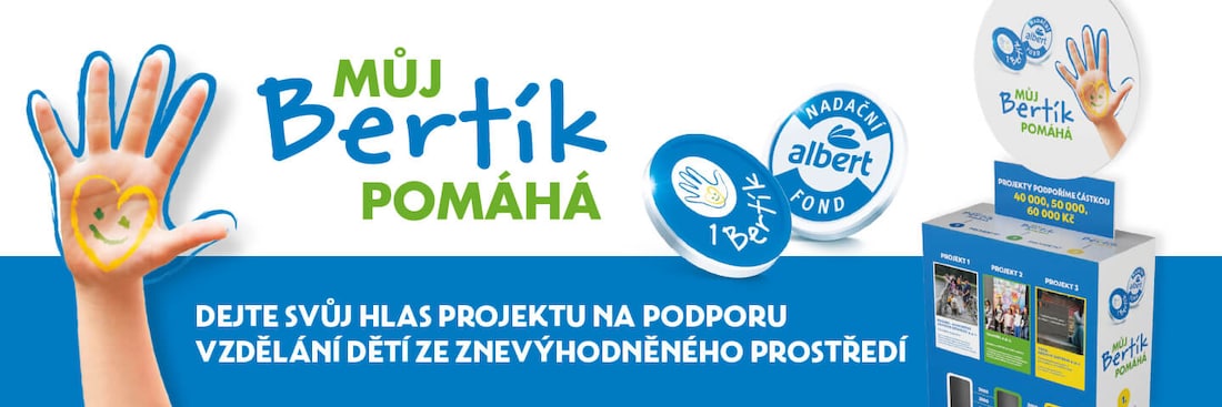 Můj Bertík pomáhá. Dejte svůj hlas projektu na podporu vzdělání dětí ze znevýhodněného prostředí.