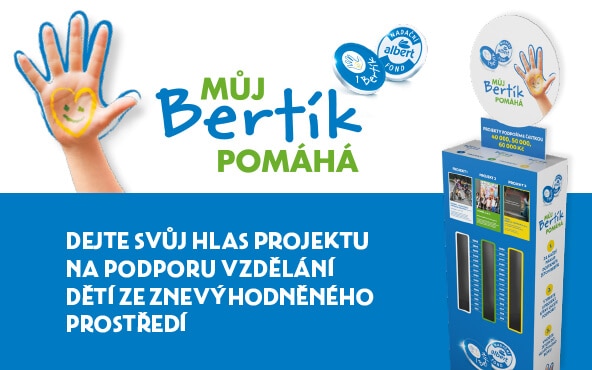 Můj Bertík pomáhá. Dejte svůj hlas projektu na podporu vzdělání dětí ze znevýhodněného prostředí.