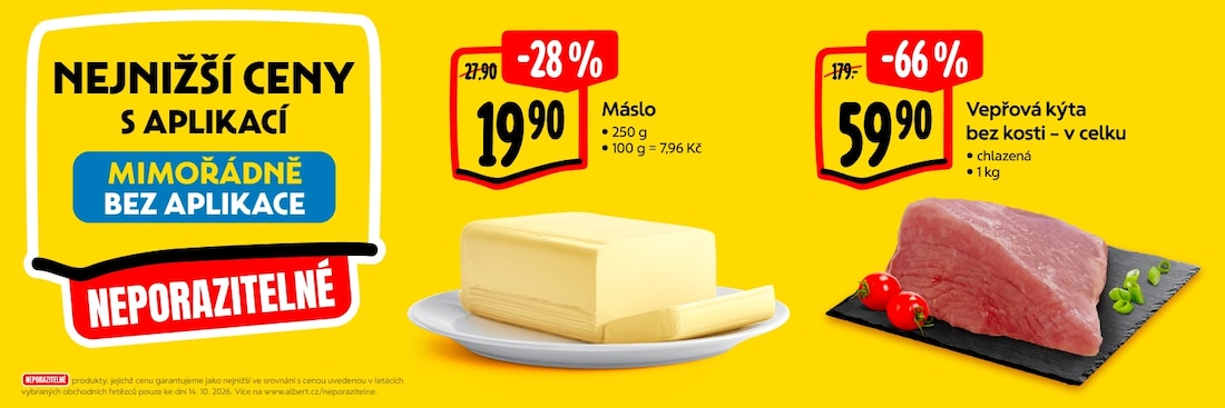 Nejnižší ceny s aplikací - mimořádně i bez aplikace.