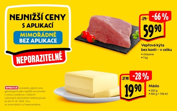 Nejnižší ceny s aplikací - mimořádně i bez aplikace.