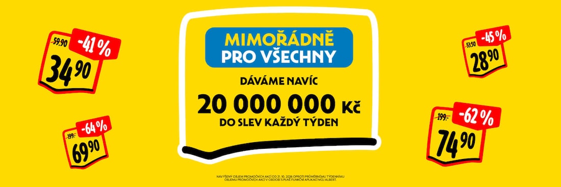 Mimořádně pro všechny dáváme navíc 20000000 Kč do slev každý týden