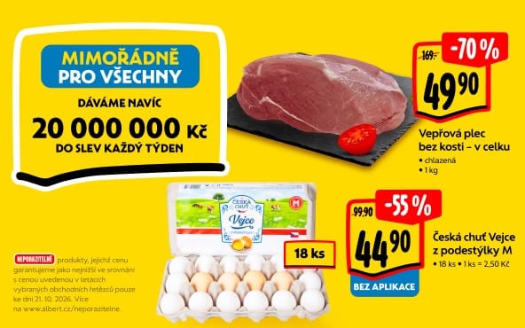 Mimořádně pro všechny dáváme navíc 20000000 Kč do slev každý týden